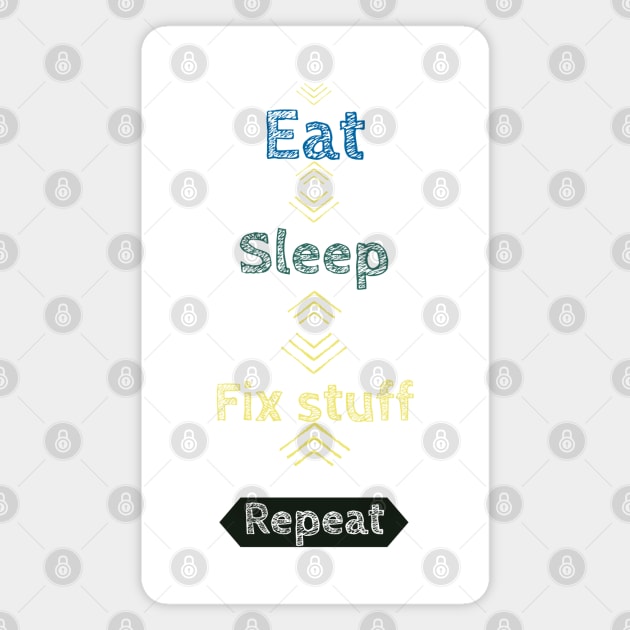 Eat sleep fix stuff Magnet by Magination